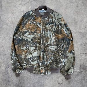 Vintage Realtree Camo Bomber Jacket Men’s Large USA Made 90s Faded